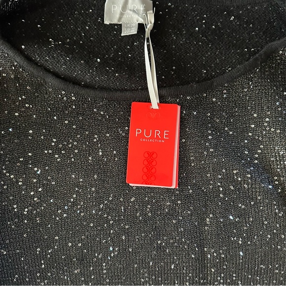 Pure Collection Gassato Black Cashmere Sparkle Sweater NWT Size 18 - Picture 6 of 13